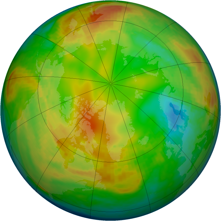 Arctic ozone map for 07 February 1992